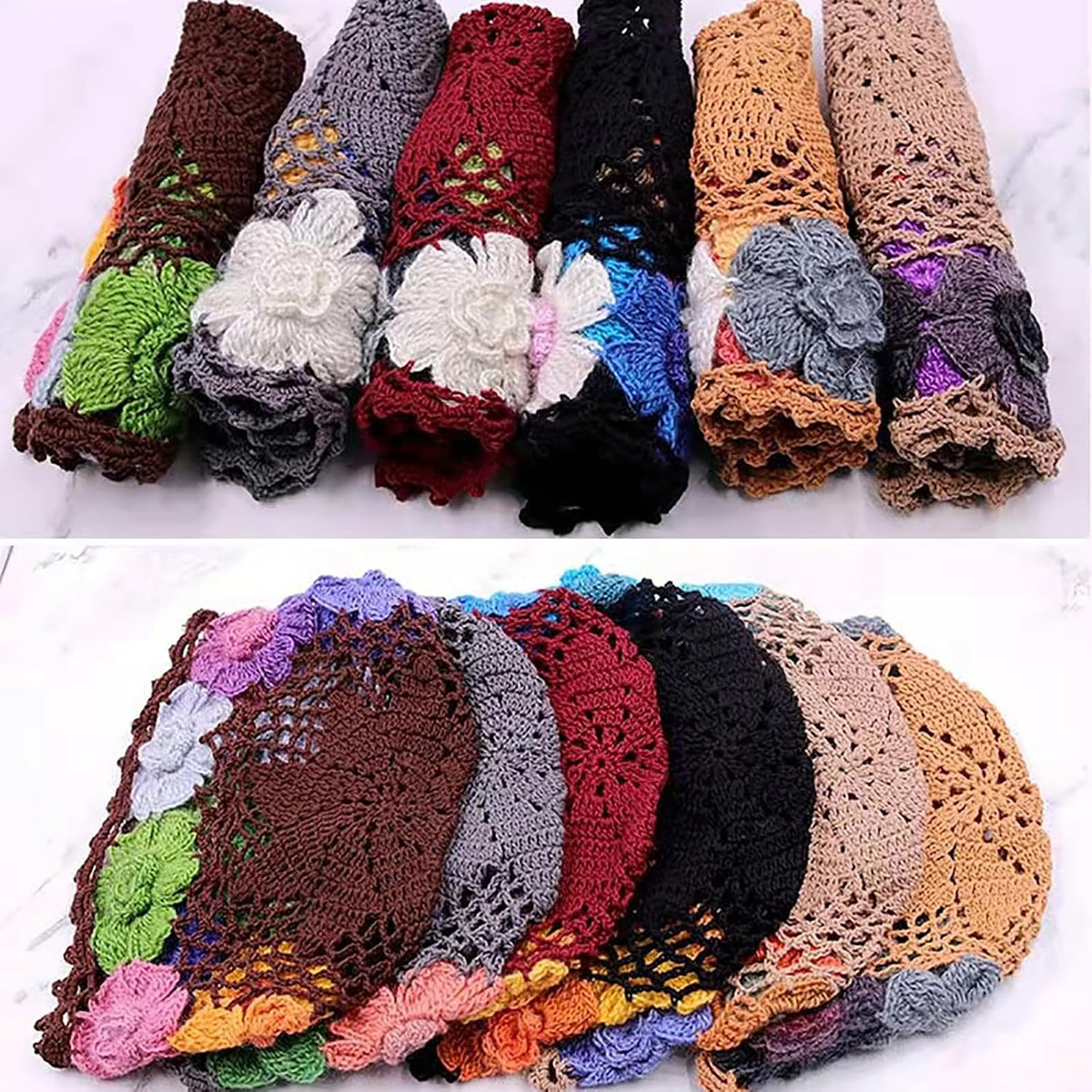 CORIRESHA Boho Chic Hecho a Mano Crochet Flor Beanie Ligero Hueco Y...