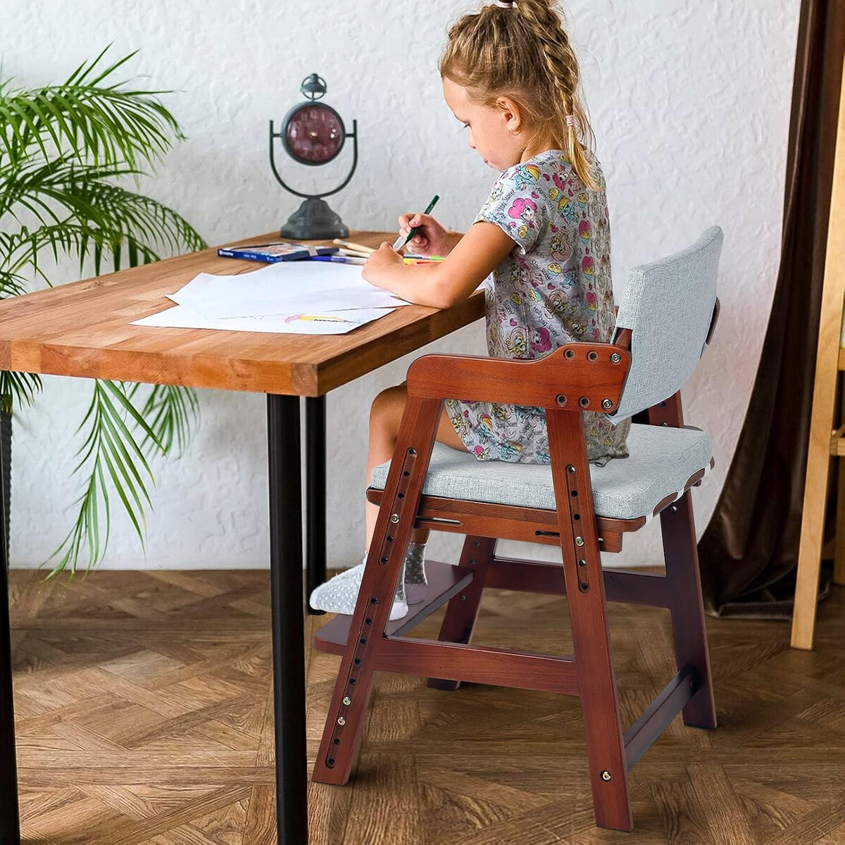 Ezebaby Silla Alta de Madera para Niños Pequeños a Adolescentes Sil...