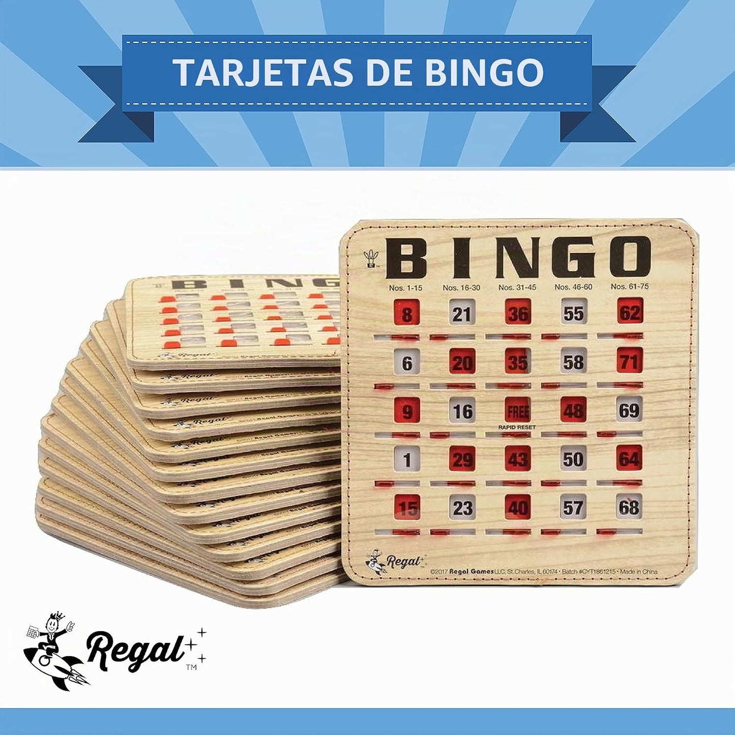 Regal Bingo - Tarjetas de bingo a granel con ventanas deslizantes,...