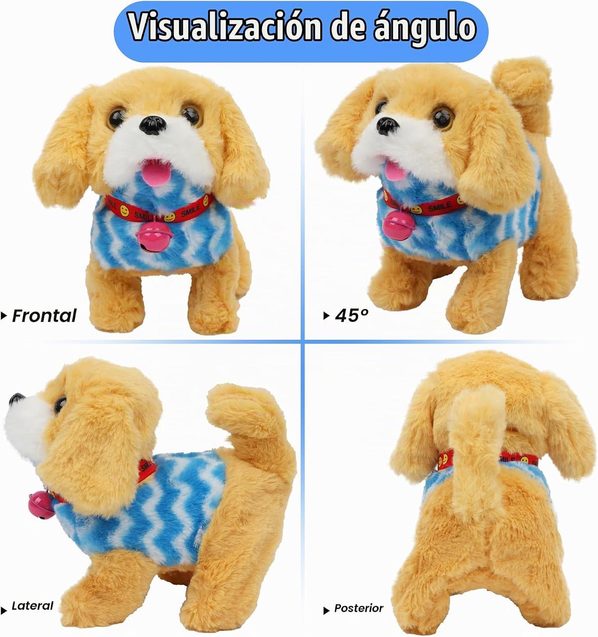 Hopearl Perro caminante Golden Retriever con chaleco azul, juguete...