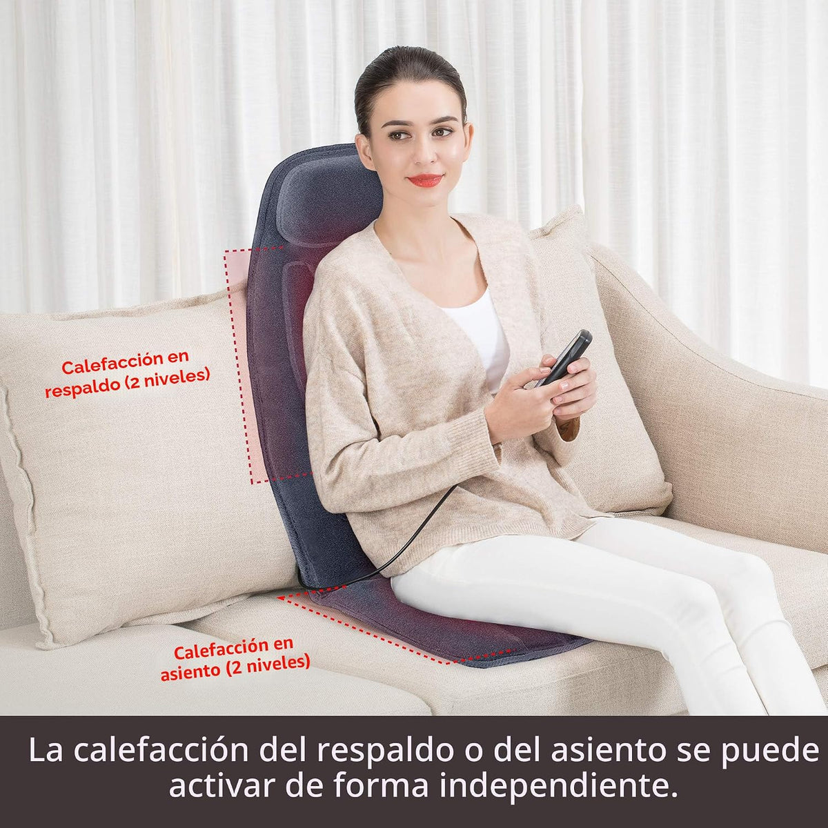 Snailax Cojín de Masaje para Asiento con Calor - Almohadilla de Sop...
