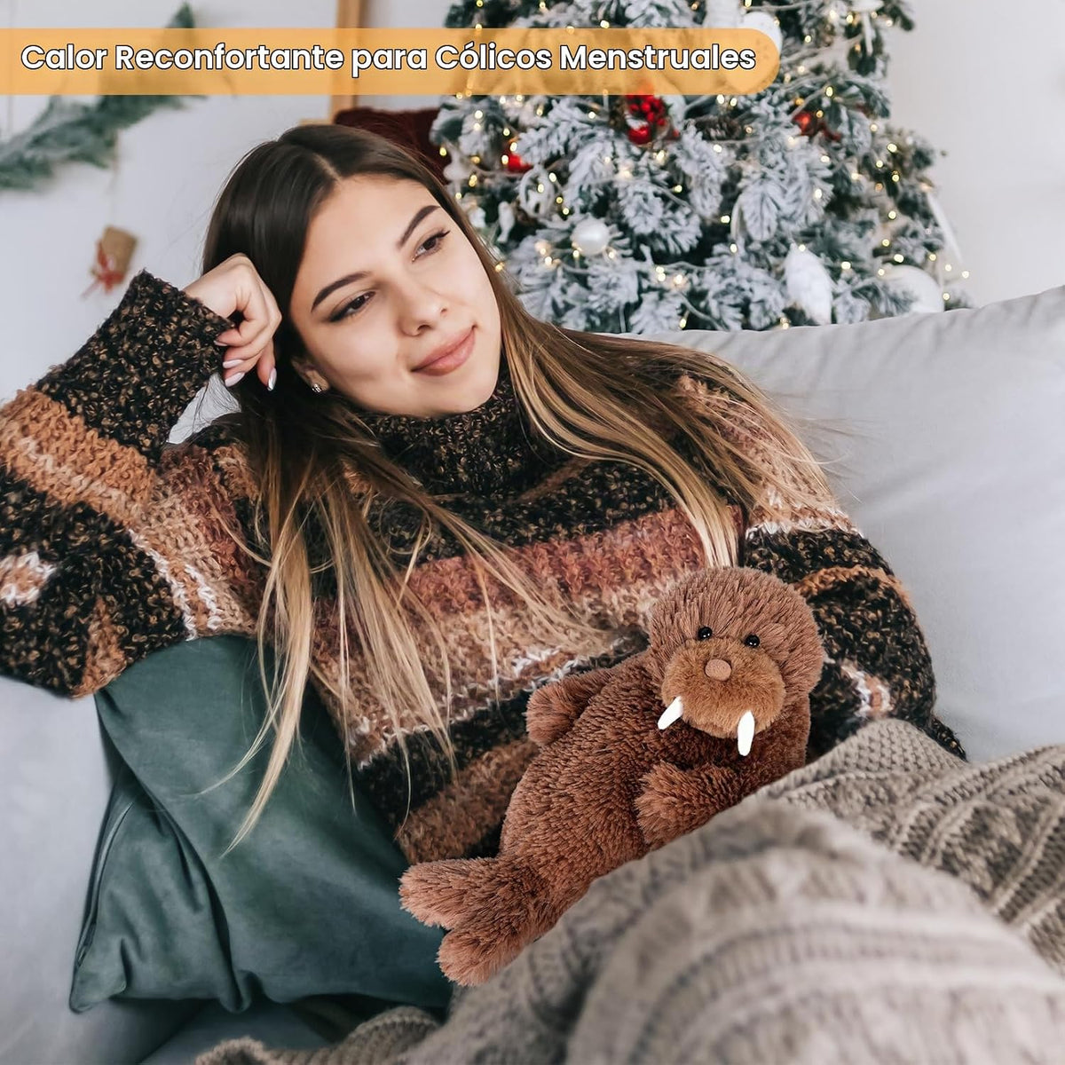 SuzziPals Peluche de morsa, almohadilla térmica para microondas par...