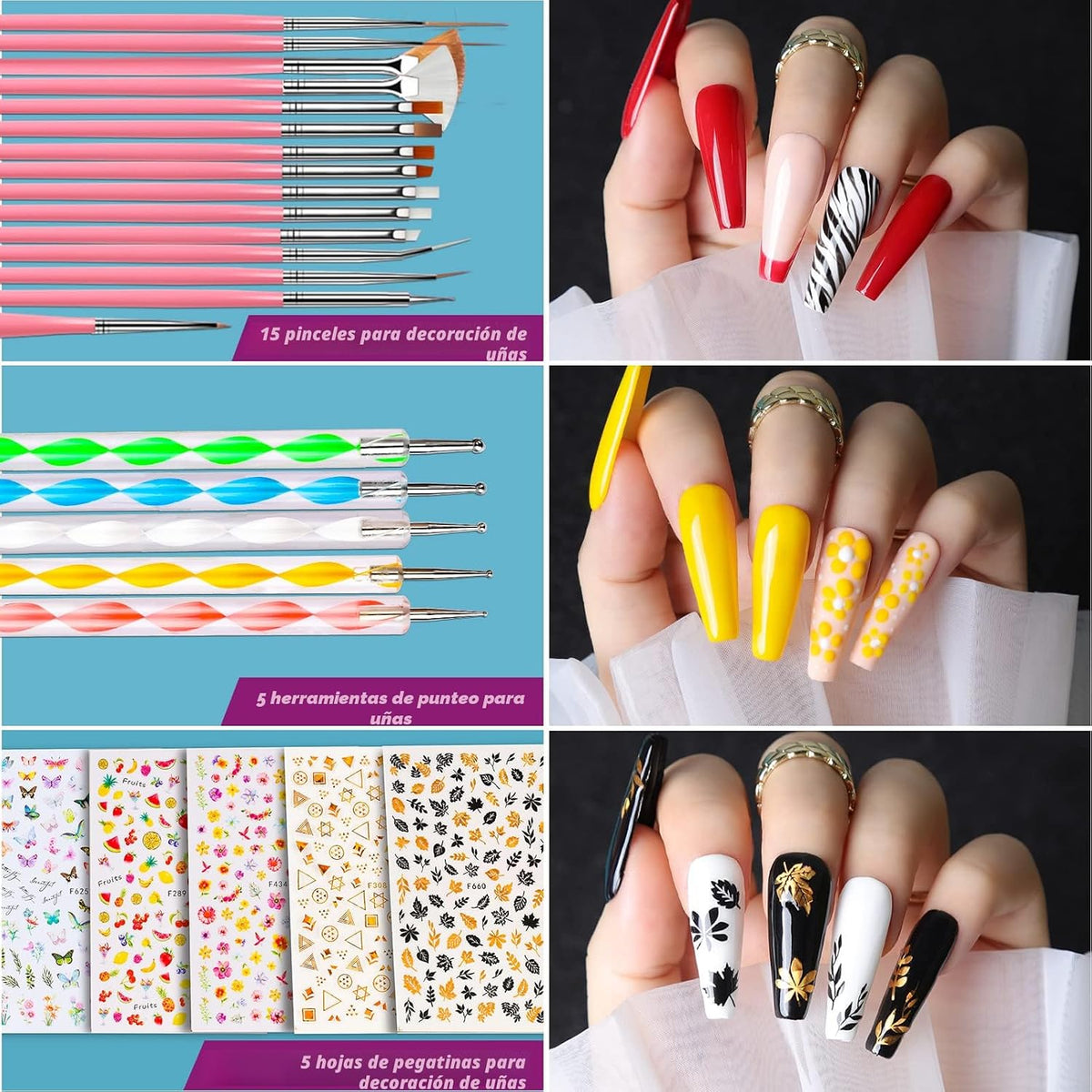 Teenitor Kit de Uñas Postizas Acrílicas, Suministros de Uñas Postiz...