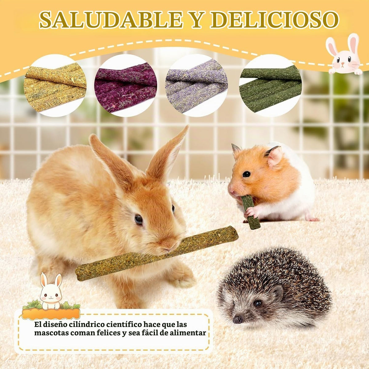 VESPRO 208 piezas de palitos para roer para conejos, juguetes para...