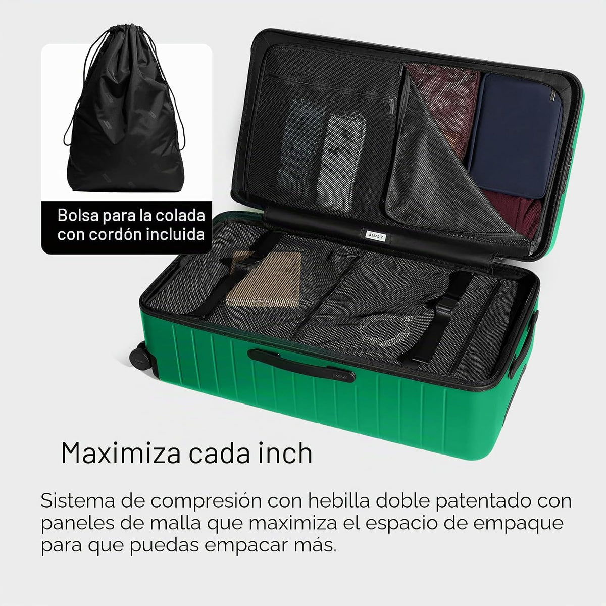 Away Maleta comprobada, Verde palmera, Moderno | Maleta ligera y du...