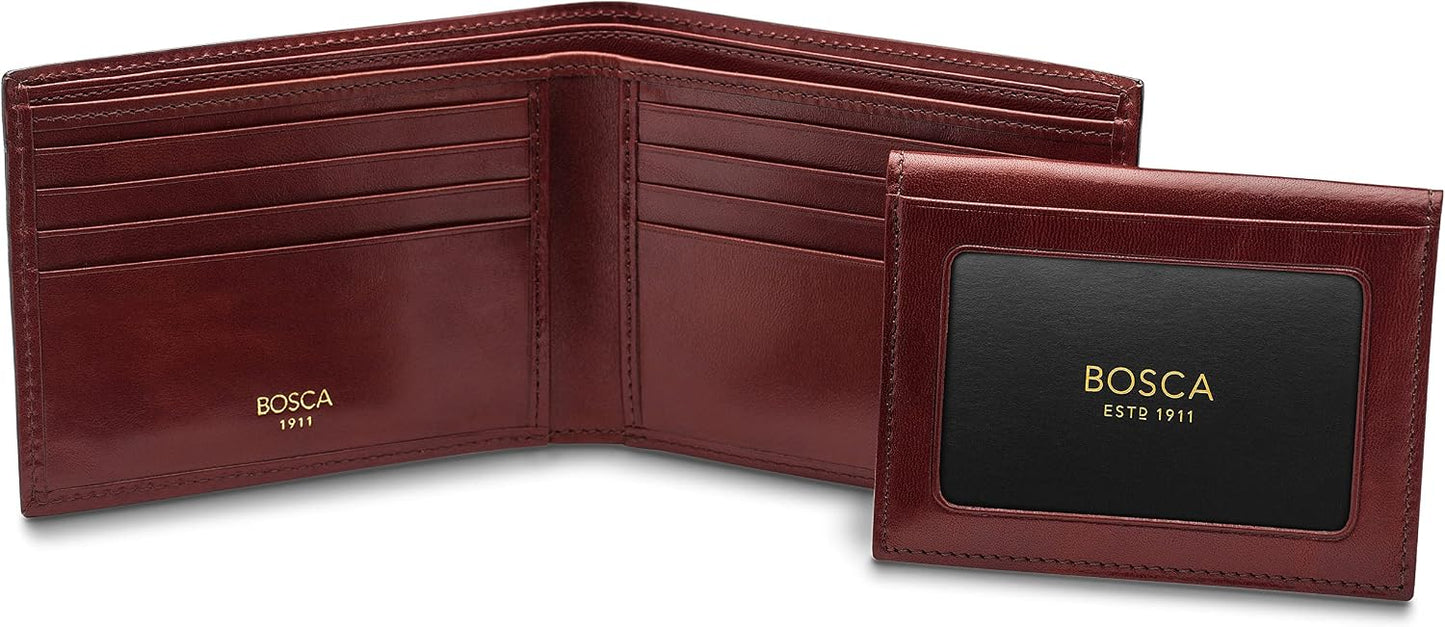 Bosca Billetera de cuero italiano de crédito para hombre con tarjet...