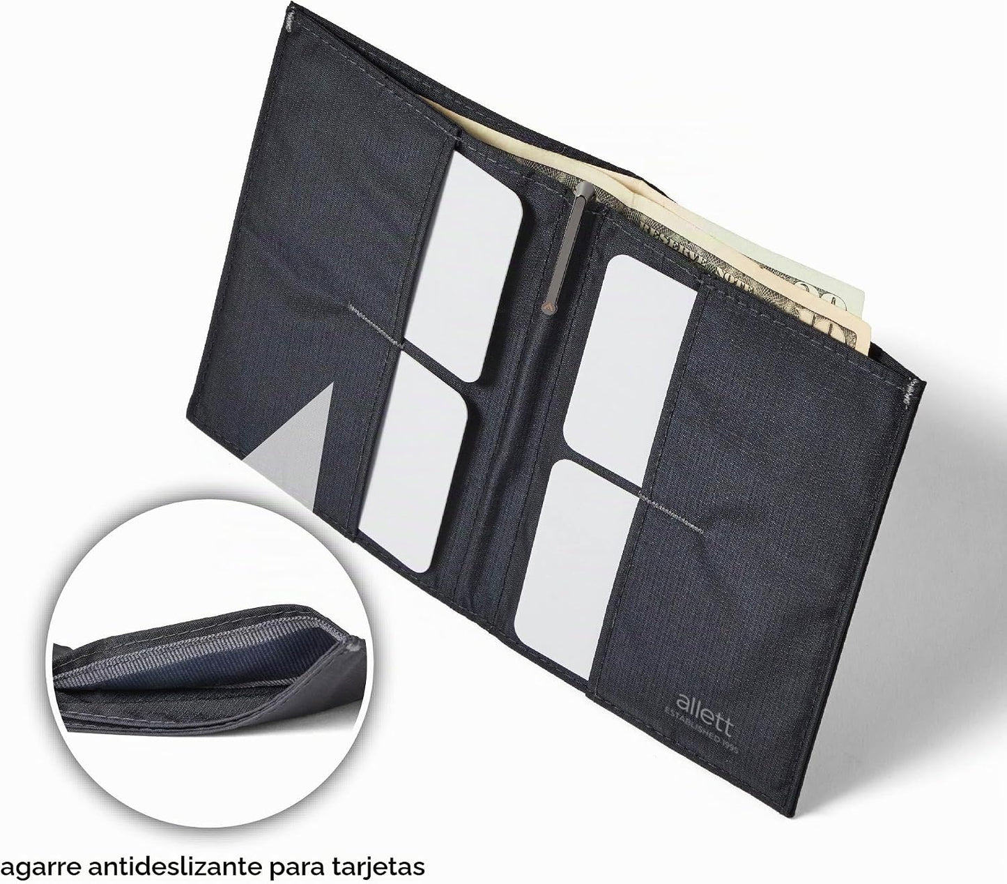 Allett Monedero 2.0, bloqueo RFID delgado (nailon, negro azabache)...