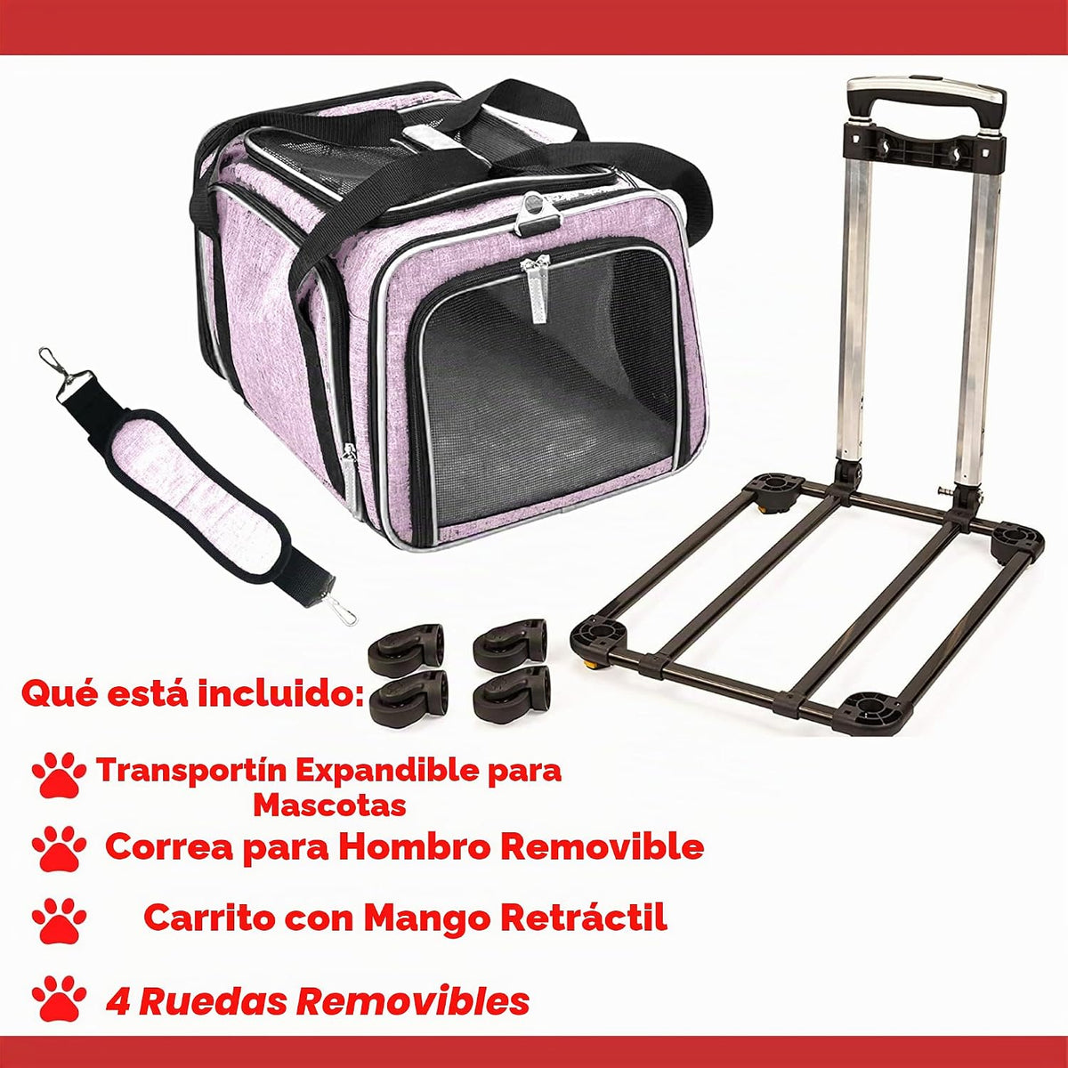 RUFF LIFE 101 Transportador de mascotas premium expandible con rued...