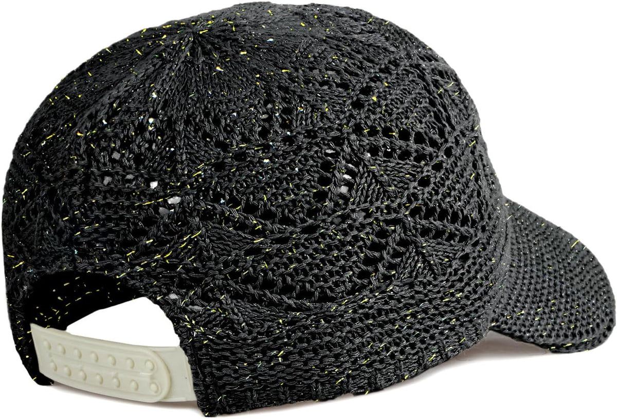 FASHIXD Gorra de béisbol de malla tejida para mujer, de hilo de ver...