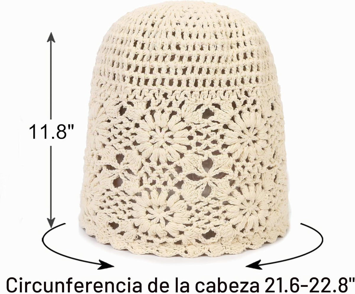 sy soul young Gorro de algodón de ganchillo para mujer, suave y hol...