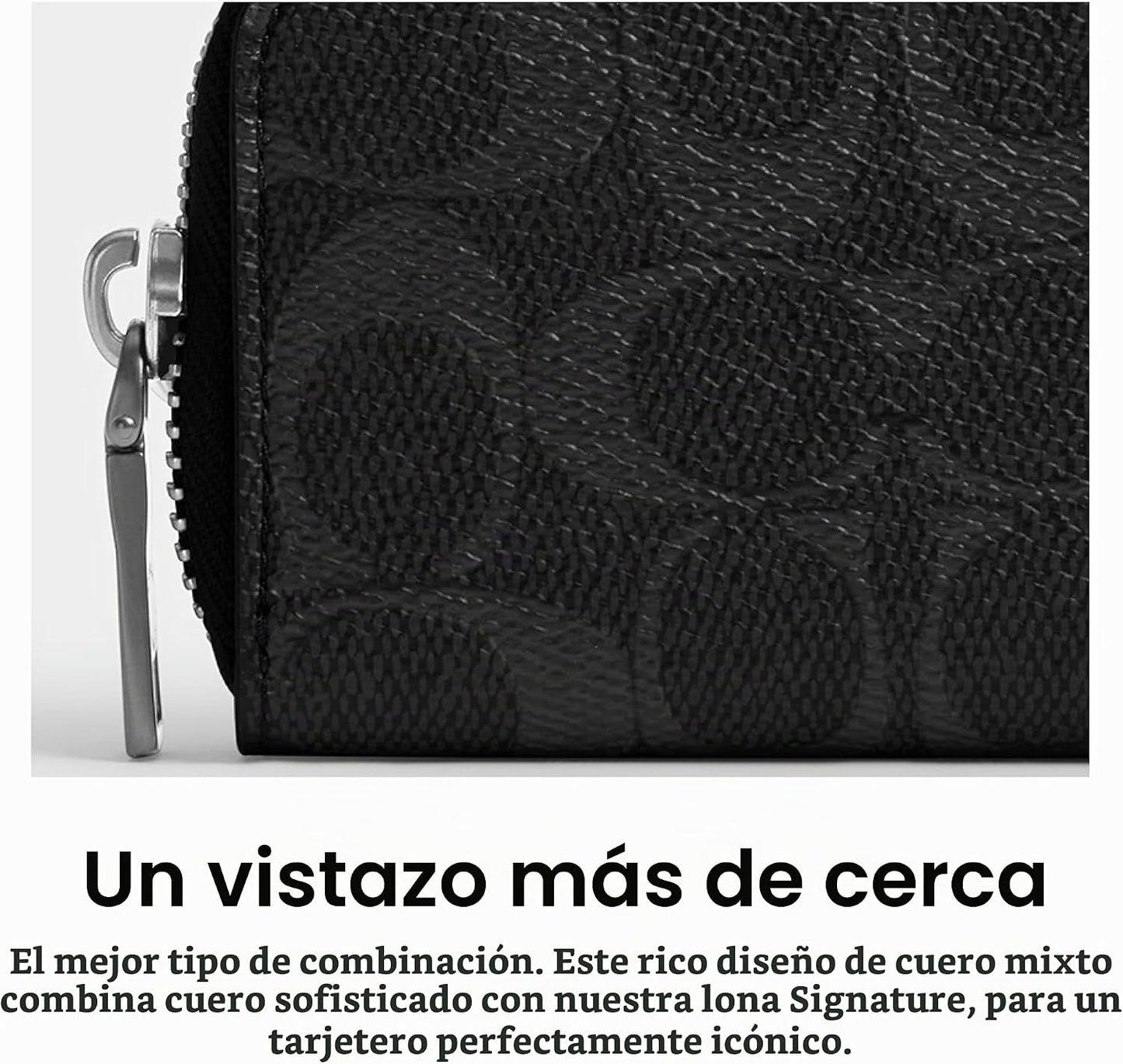 Tarjetero COACH pequeño con cremallera alrededor en Signature