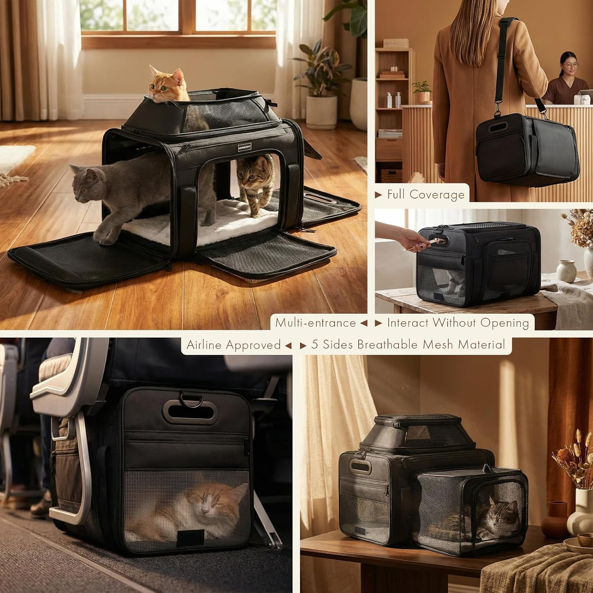 Transportador para gatos expandible con ruedas, 18 x 11 x 11 pulgad...