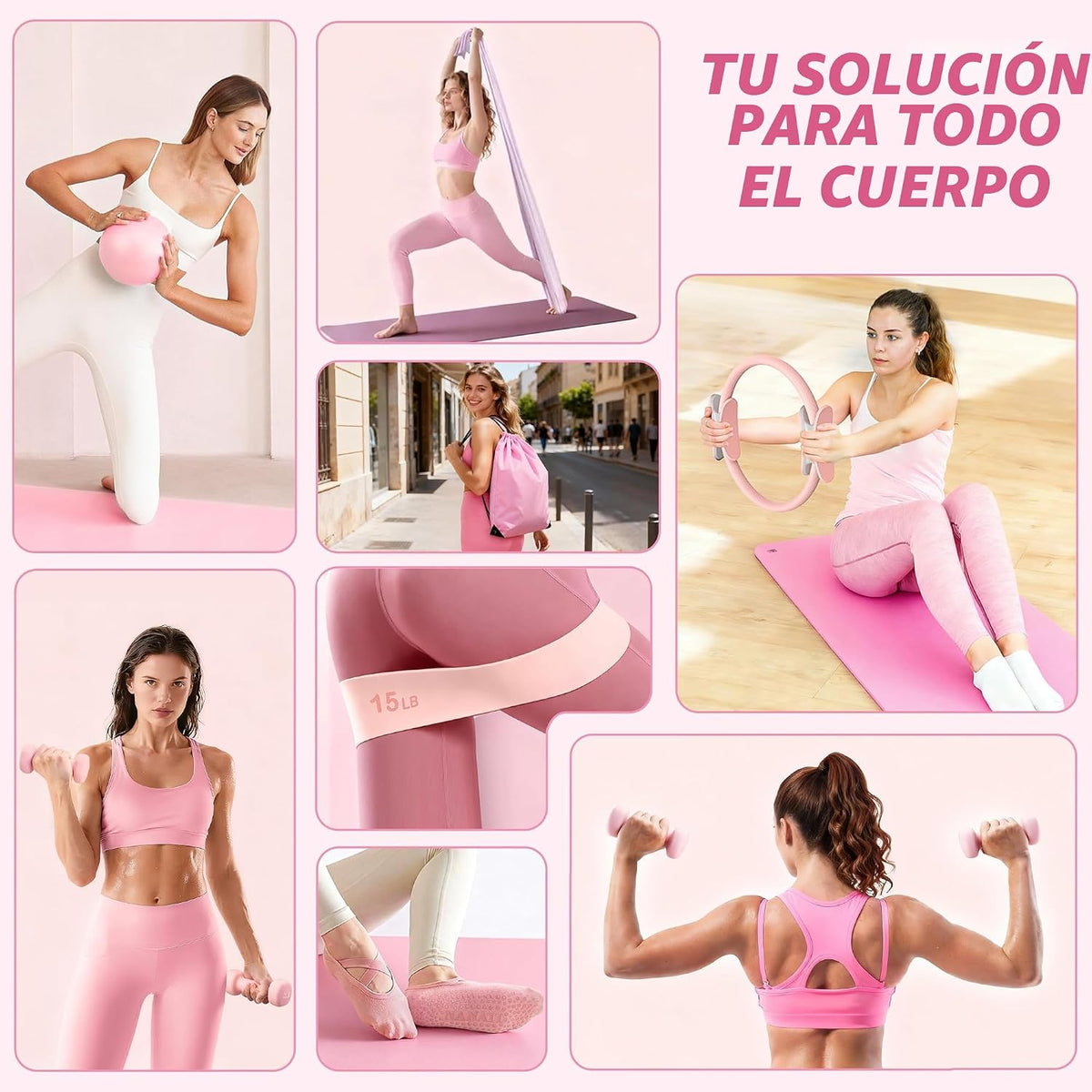 NANATI Kit de pilates, kit de entrenamiento de pilates en casa para...