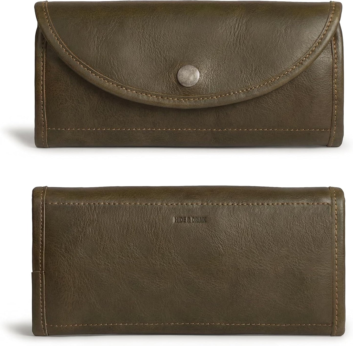 Hide &amp; Drink, Cartera de cuero de grano completo para mujer, so...