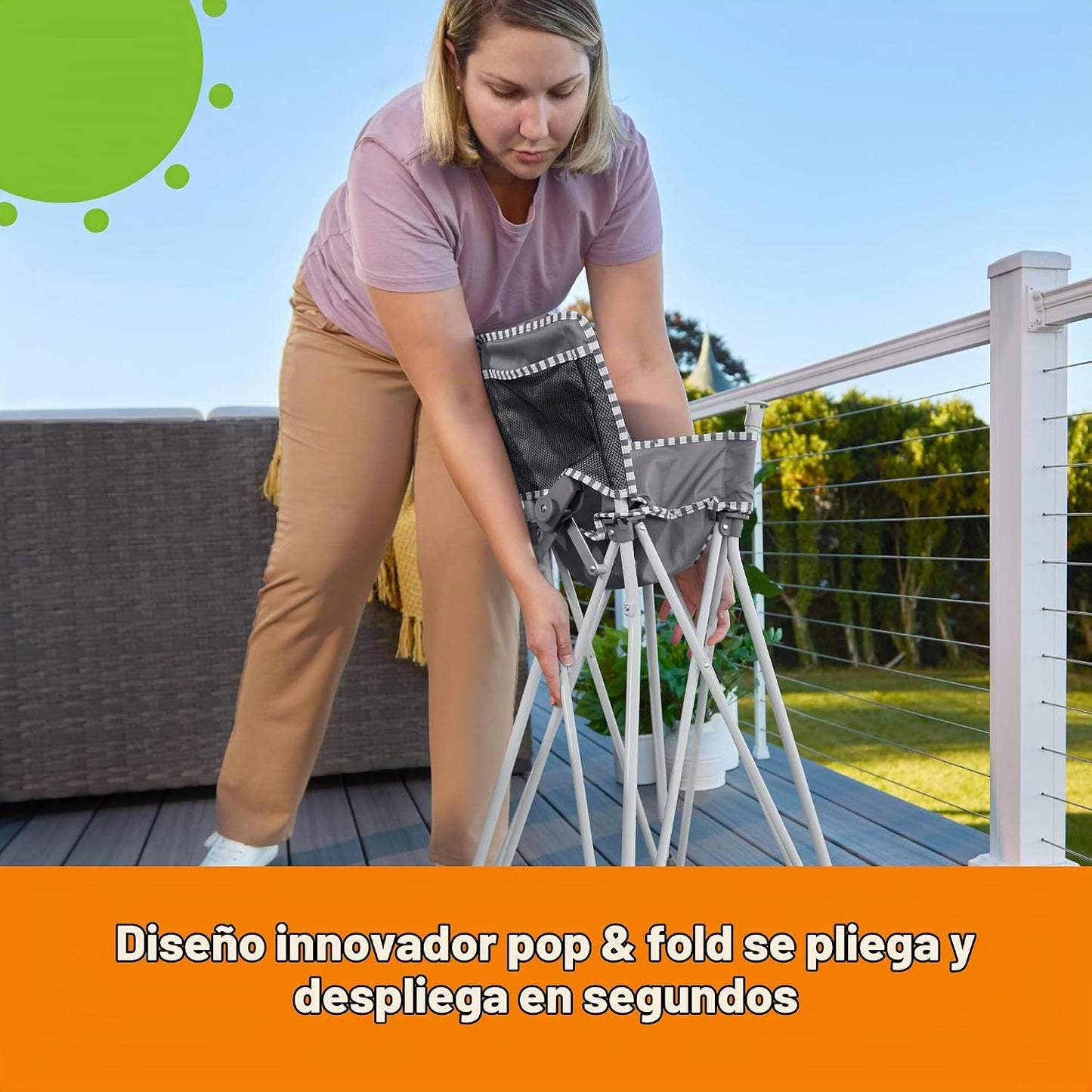 Bright Starts Pop 'N Dine - Silla alta portátil, para interiore...