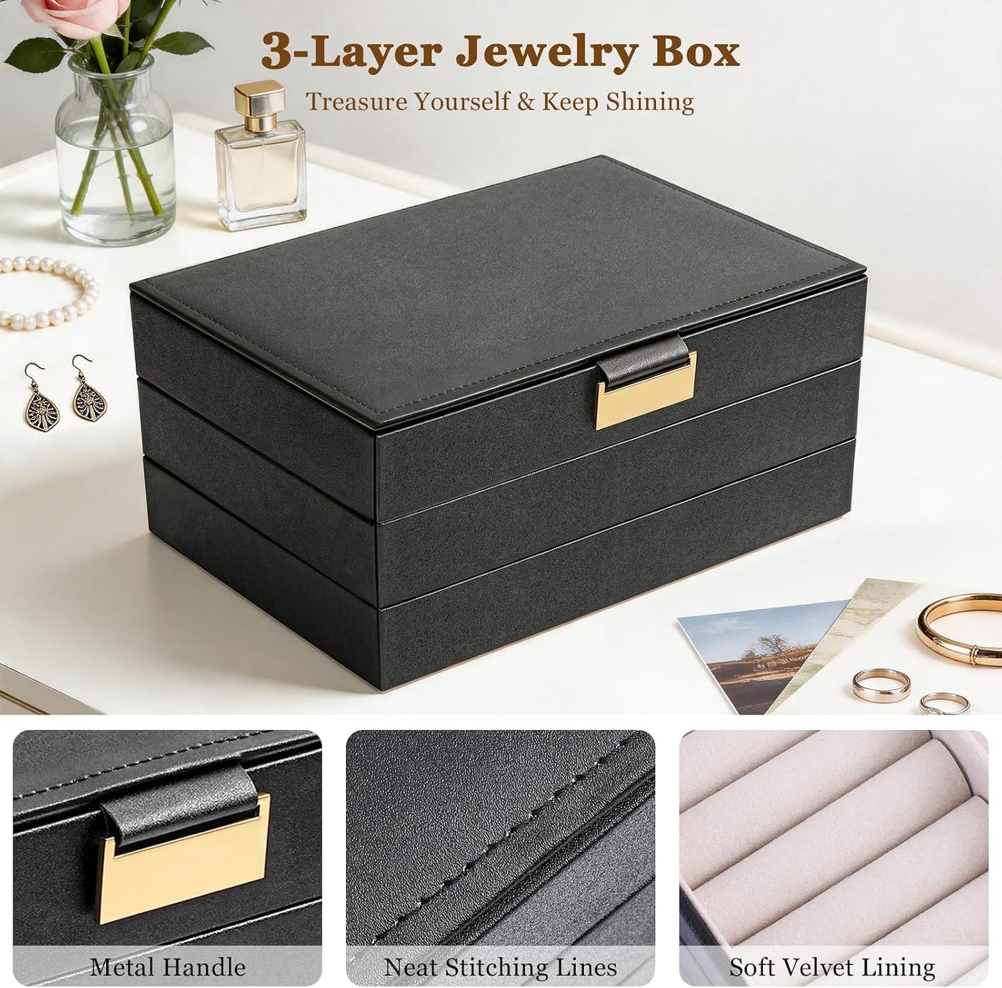 Bandejas apilables para organizar joyas, organizador de cajones de...