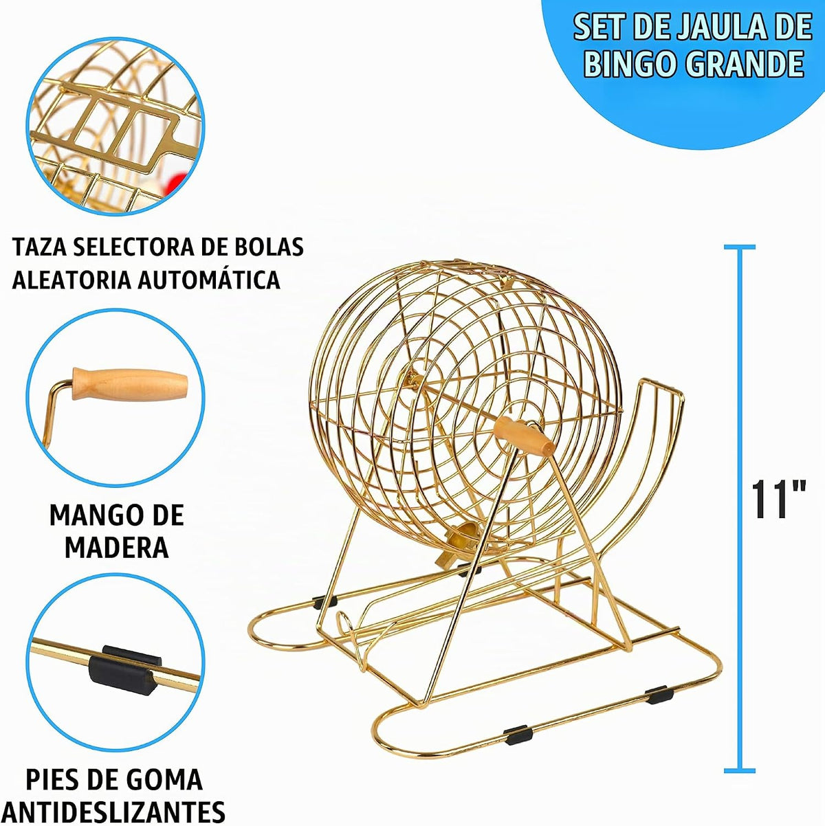 Regal Bingo - Juego de bingo profesional con jaula de rueda de 11 p...