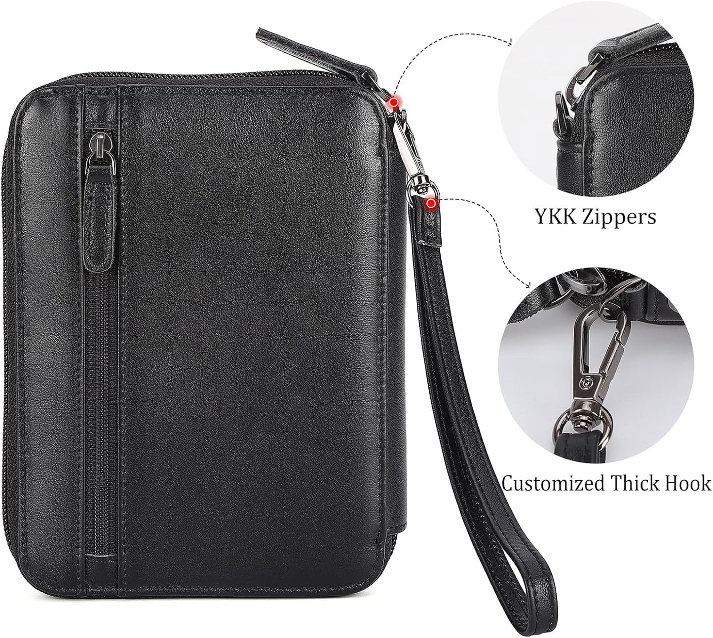 Polare - Cartera de piel de napa, para pasaporte familiar, para 4 p...