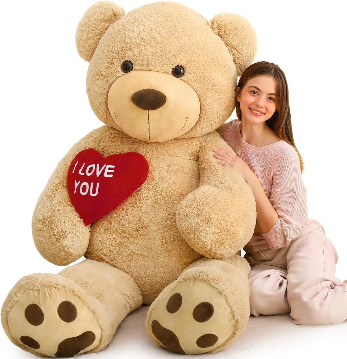 MaoGoLan Oso de peluche gigante \u2013 5 pies de alto, corazón rojo...