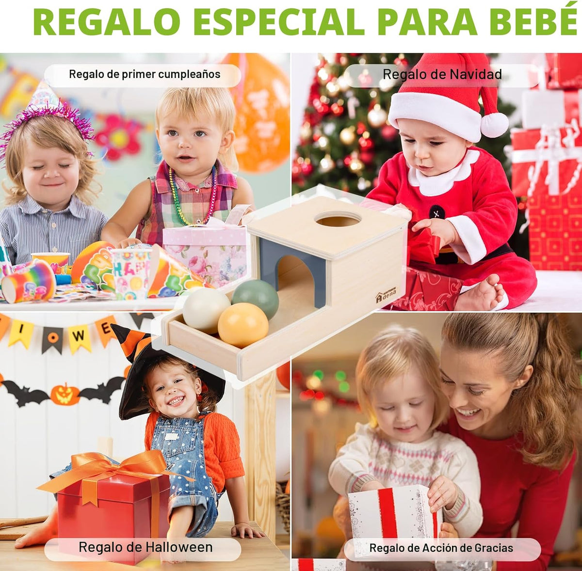 Adena Montessori Juguete de madera para bebés de 6 a 12 meses, 3 bo...