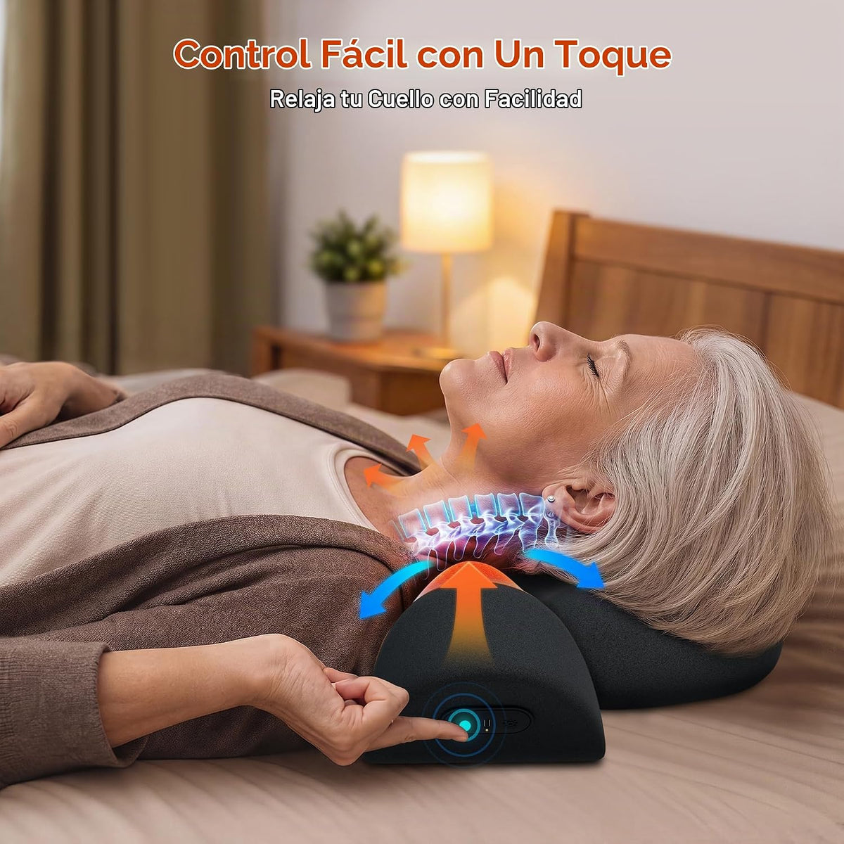 Almohada masajeadora de cuello inalámbrica 3 en 1 con calor, vibrac...