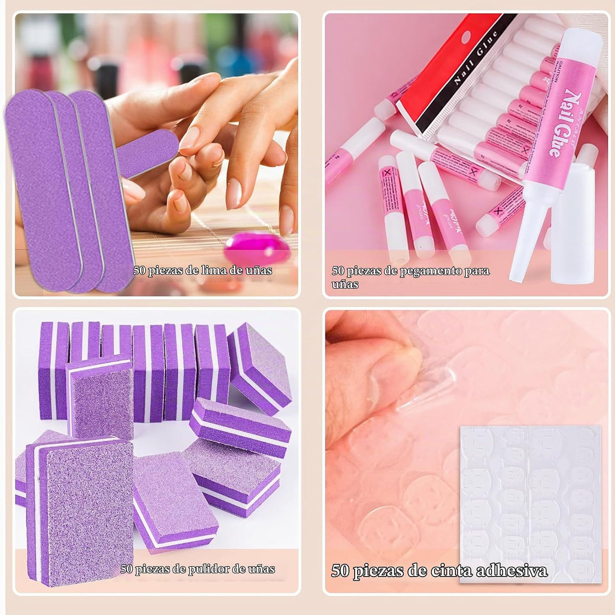 Juego de 50 herramientas de uñas a presión, kit de suministros de e...
