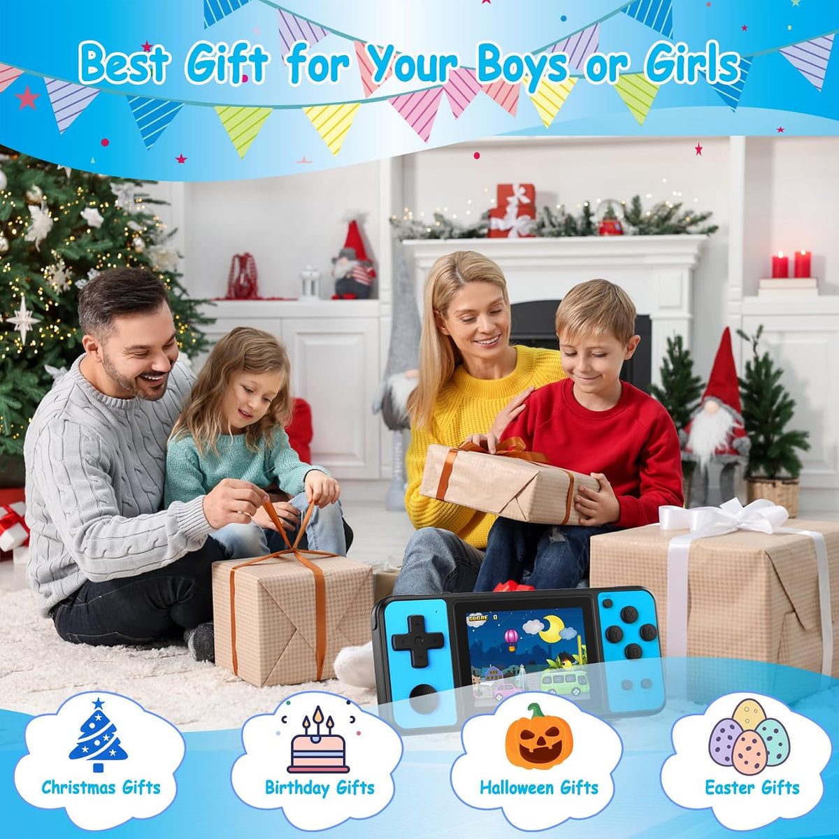 TEBIYOU Juegos de mano de 32 bits para niños, 139 juegos de video i...