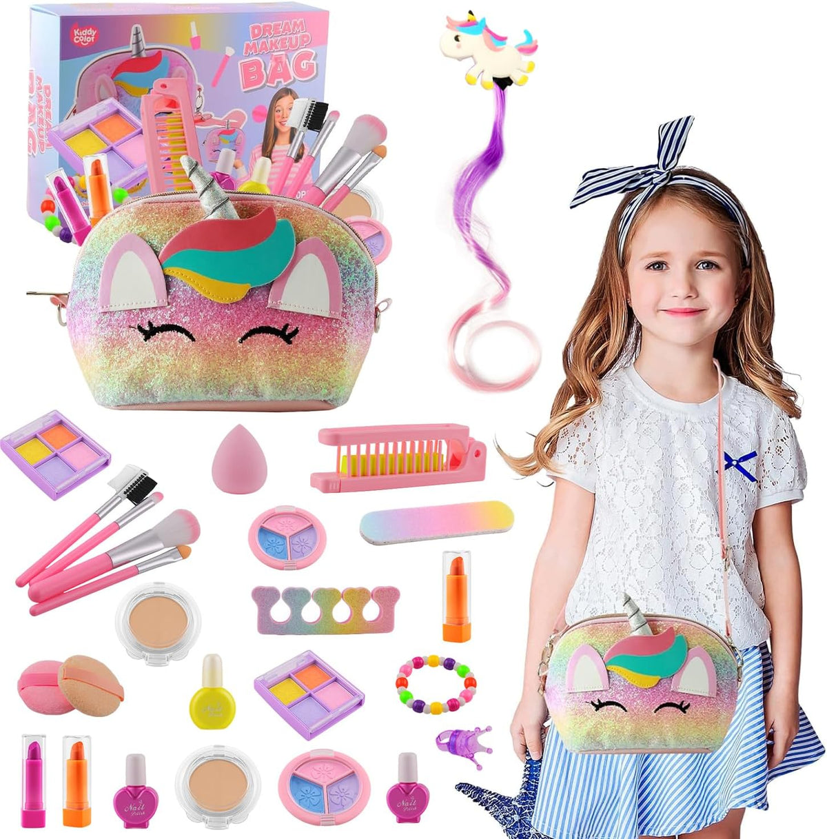 20 piezas de maquillaje real para niñas de 3 a 11, juegos de maquil...