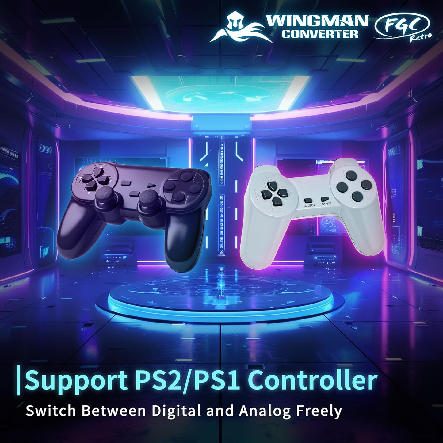 Brook Wingman FGC Retro- Controlador PS1 y PS2 para PS5, PS4, PC, T...