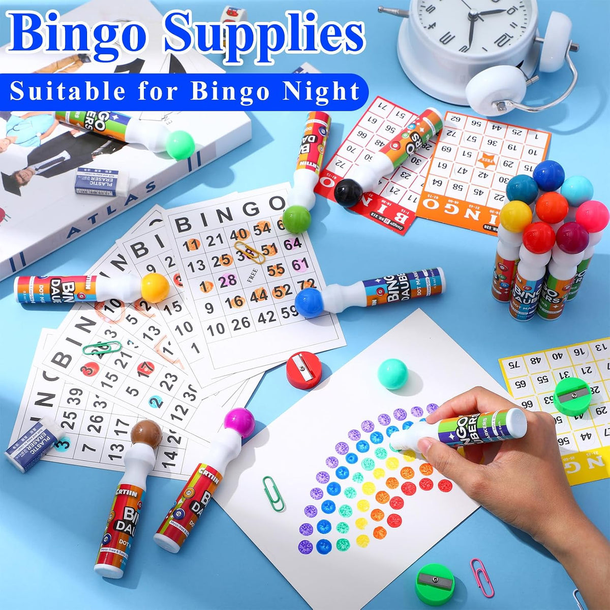 Crtiin Paquete de 48 rotuladores de bingo a granel, 24 colores, min...