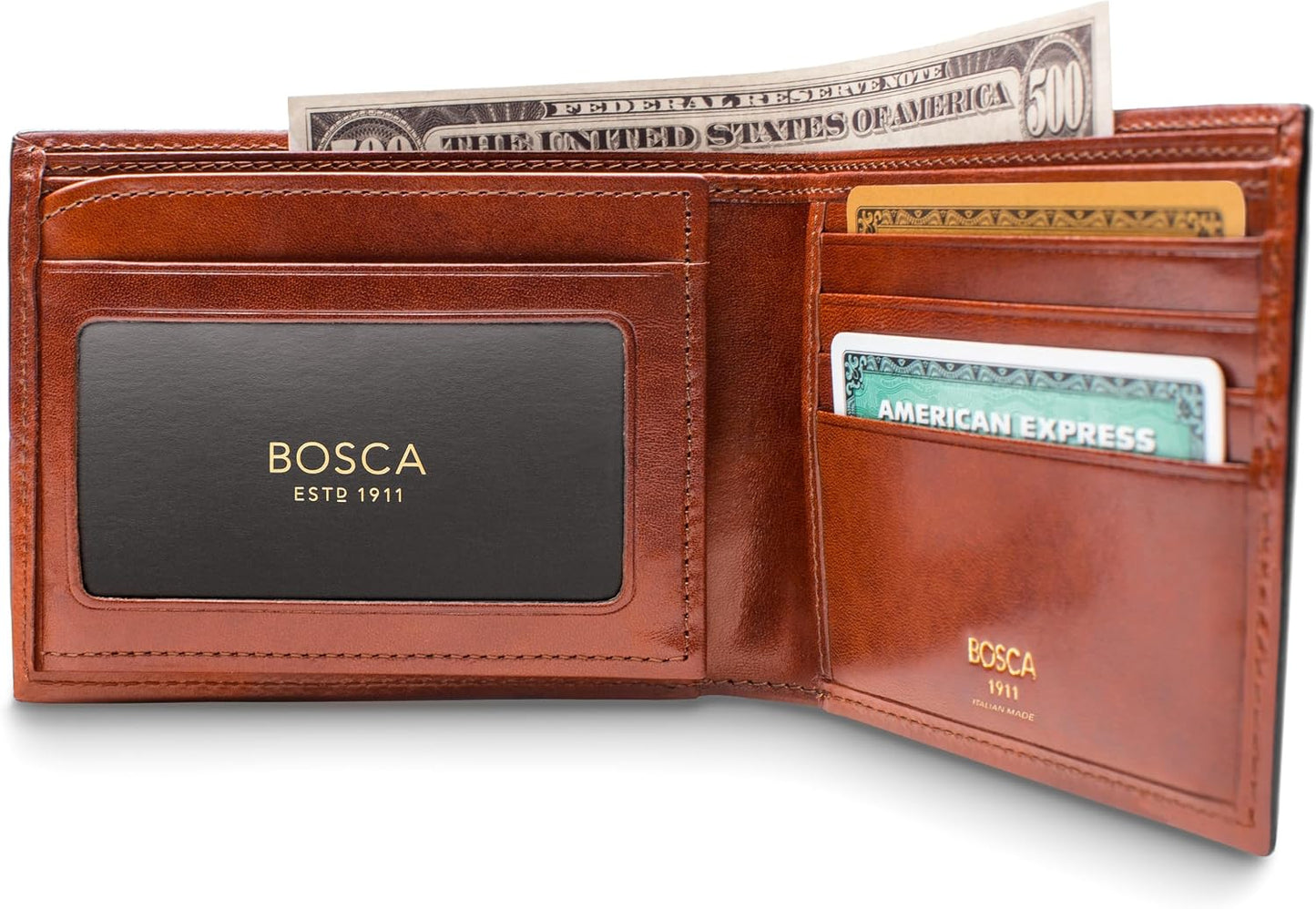 Bosca Cartera de cuero para hombre, billetera plegable de Italia an...
