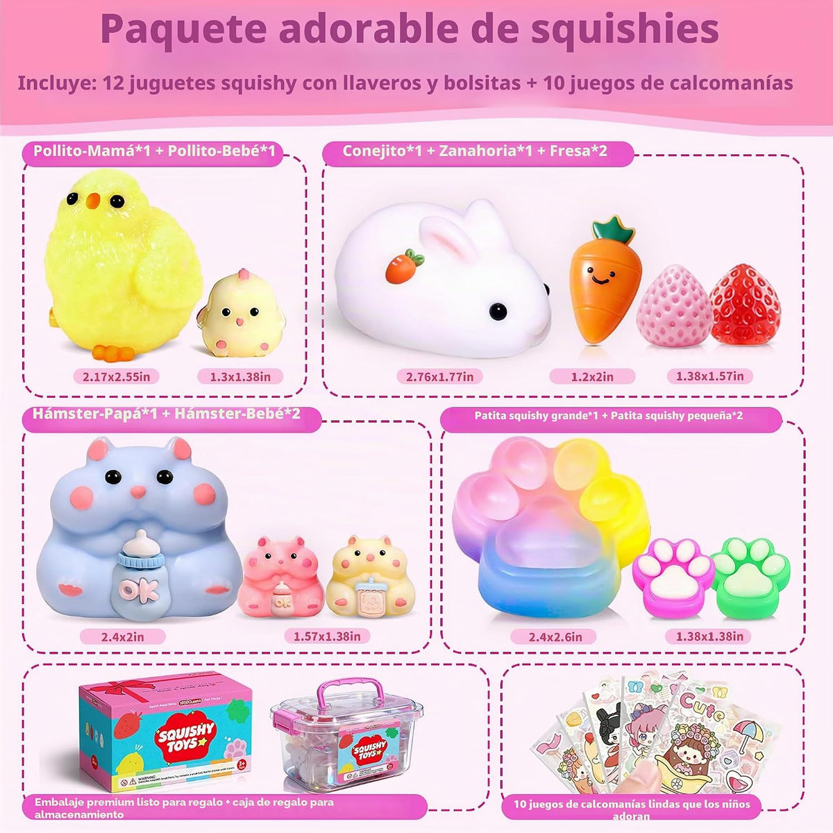 Paquete de 12 juguetes blandos Taba - Caja divertida blanda - Jugue...