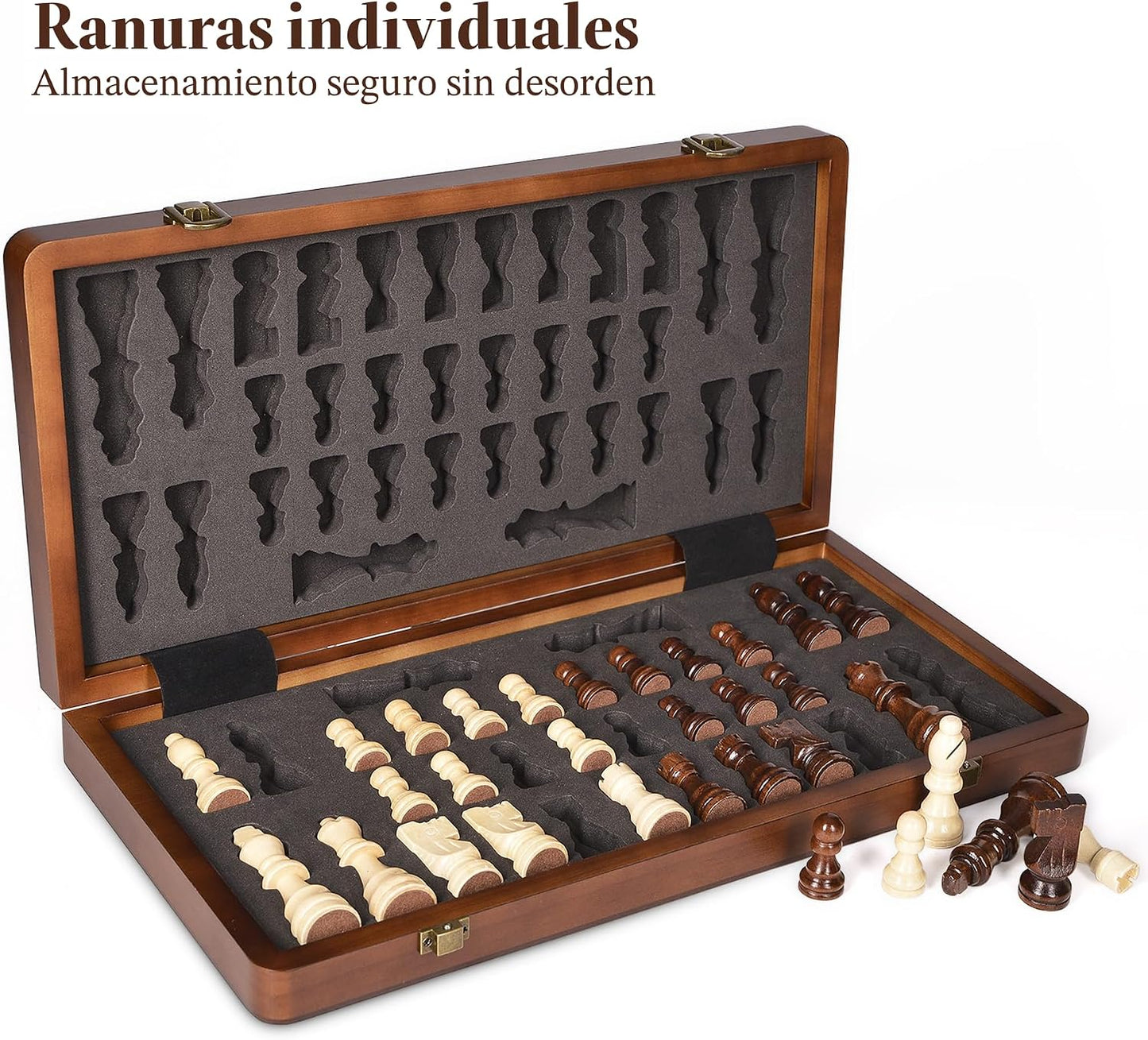 ELONGDI Juego de ajedrez de madera de 15" con piezas magnéticas...