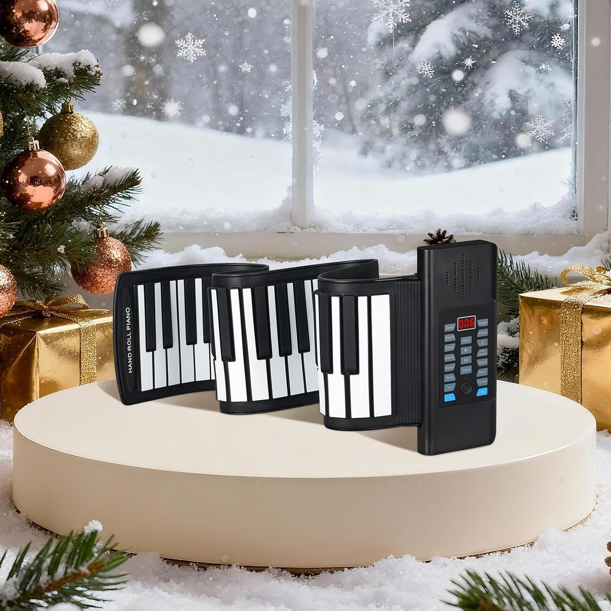 POGOLAB Piano de teclado enrollable de 61 teclas, piano plegable el...