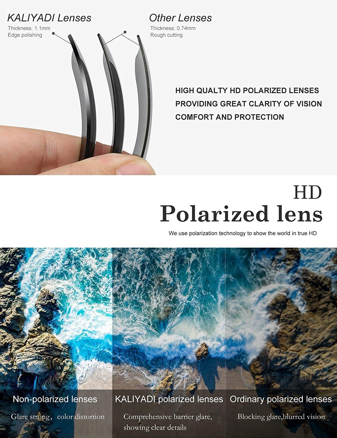 KALIYADI Gafas de sol polarizadas para hombres y mujeres, marco sem...