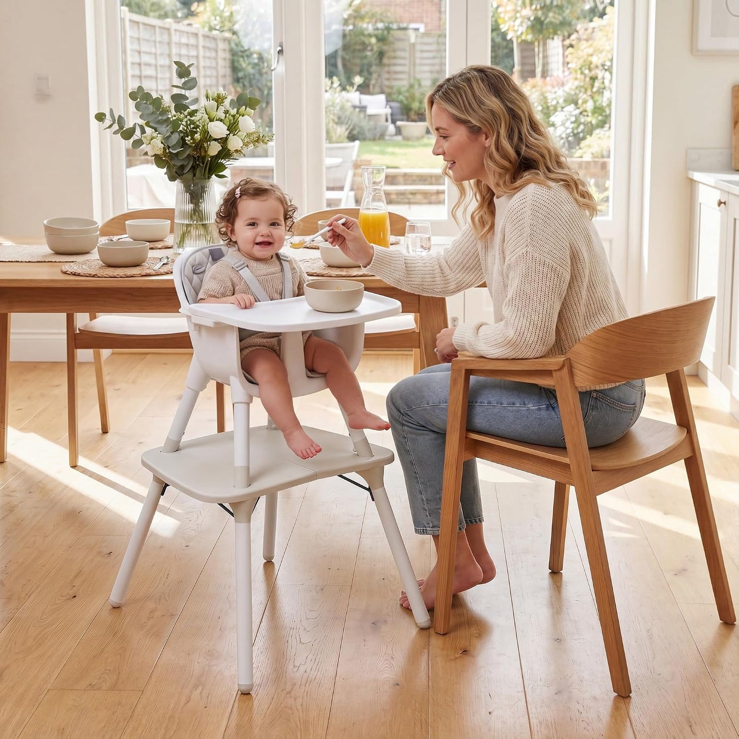 HONEY JOY Silla alta 6 en 1, silla alta convertible para bebés y ni...