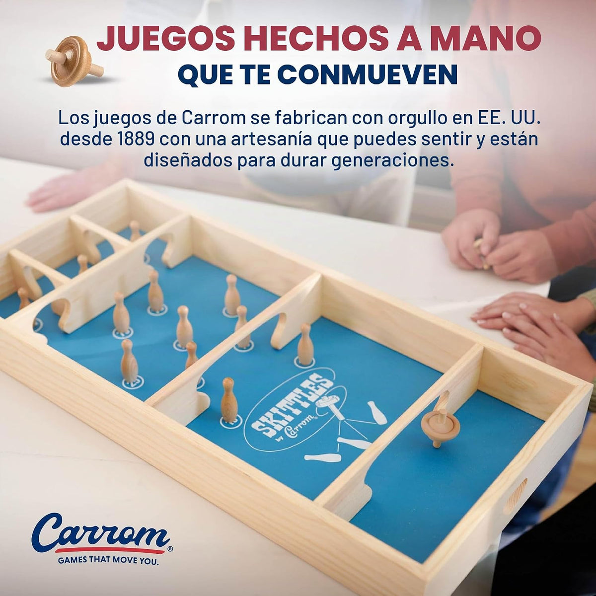 Carrom Juego Skittles - Juegos de mesa grandes para adultos y niños...