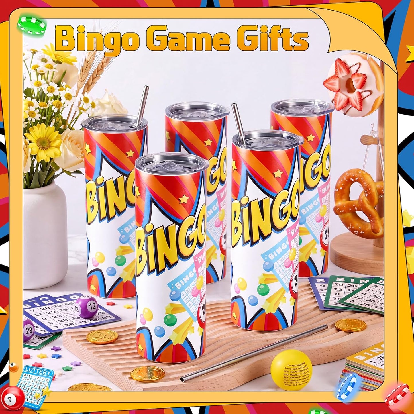 Hsei Paquete de 6 vasos de bingo de 20 onzas, regalos de premios de...