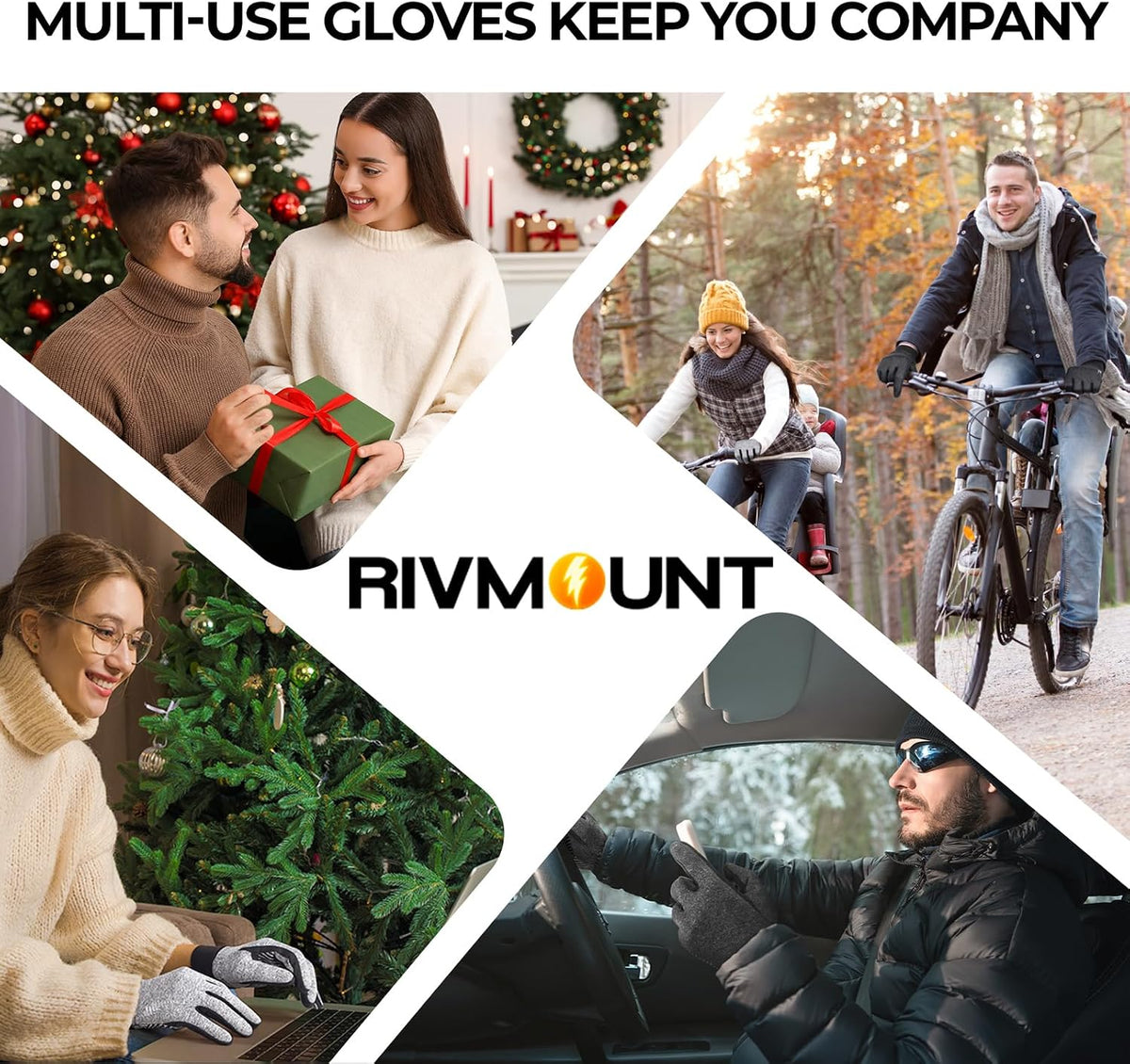 rivmount Guantes ligeros de invierno para correr, pantalla táctil y...