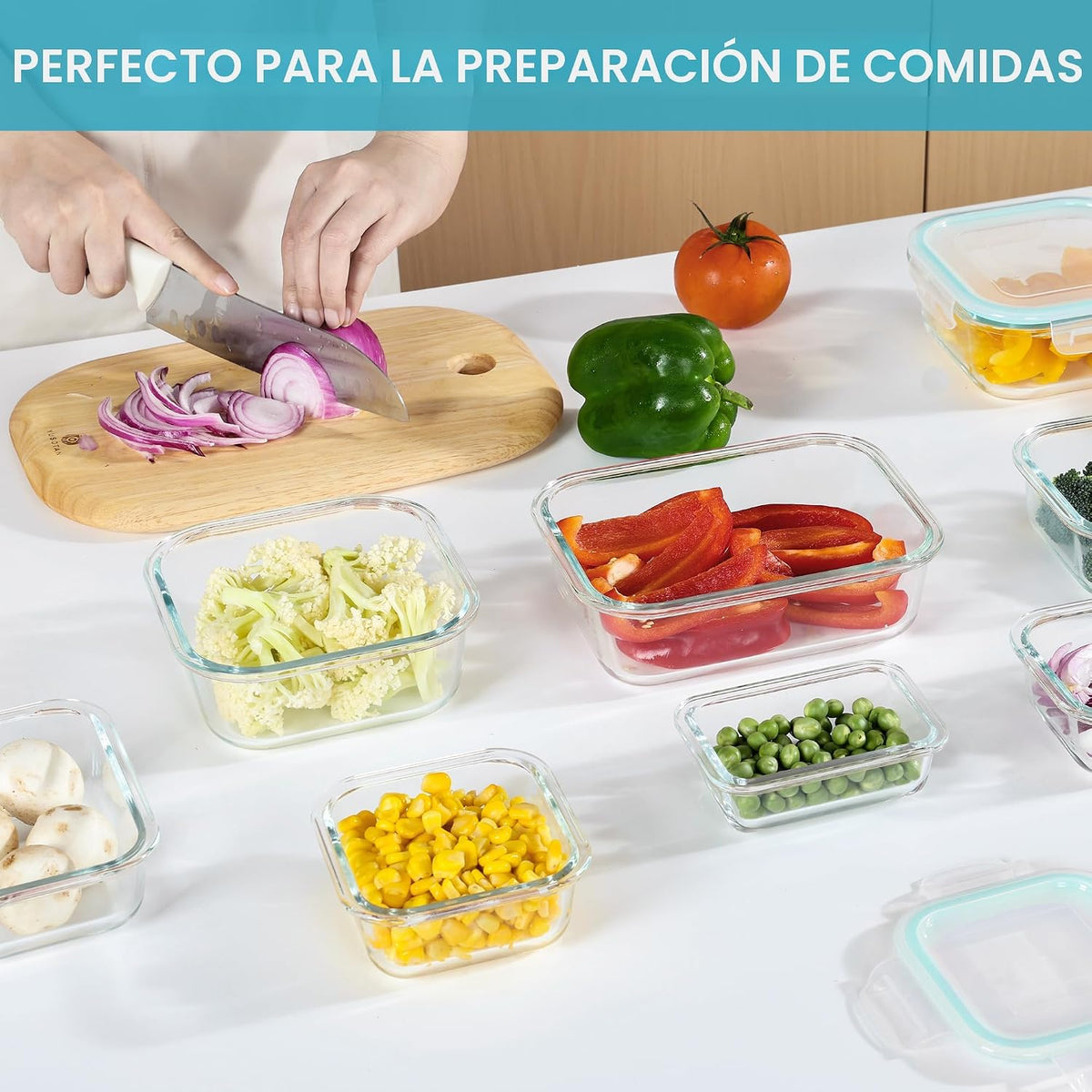 Vtopmart Paquete de 8 recipientes de vidrio para almacenamiento de...