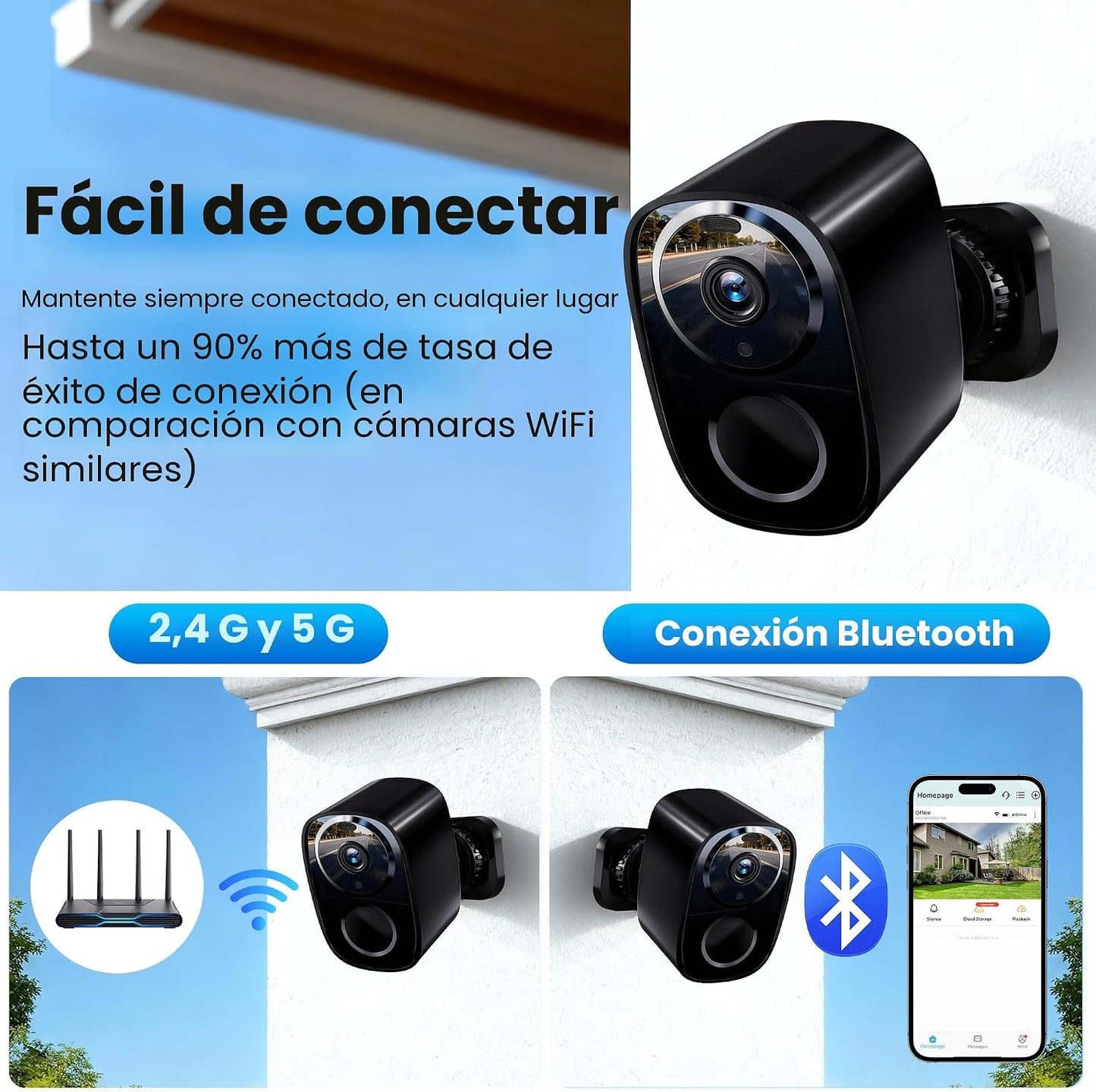 realhide Cámaras de seguridad inalámbricas para exteriores, 2K alim...