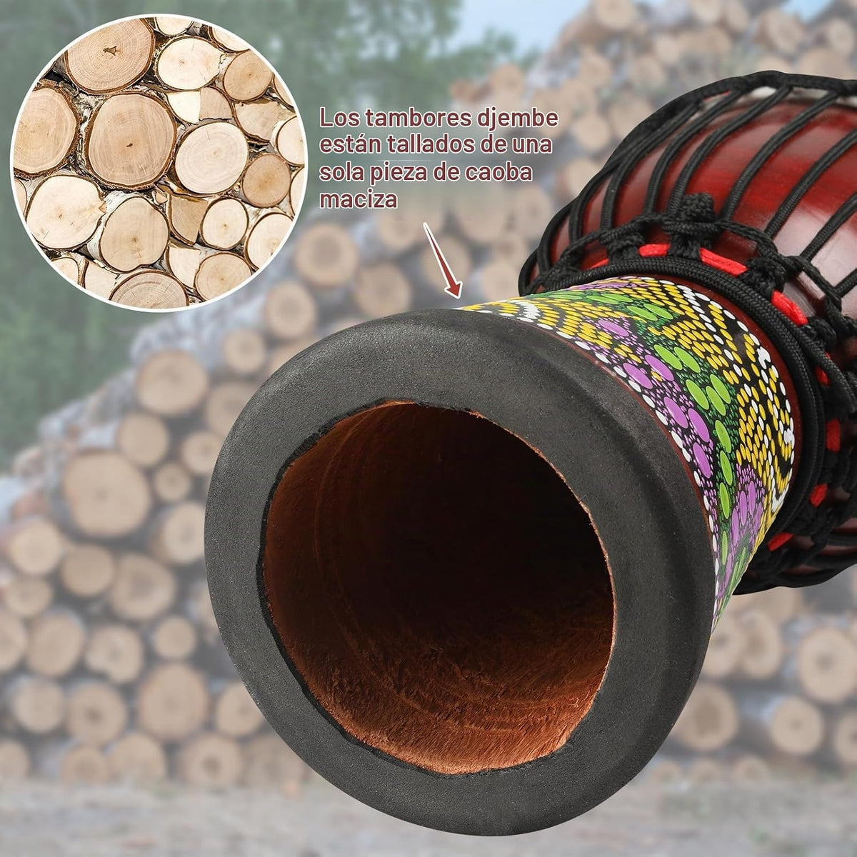 GOGHOST Tambor Djembe de madera, 12 x 23.5 pulgadas, tambores afric...