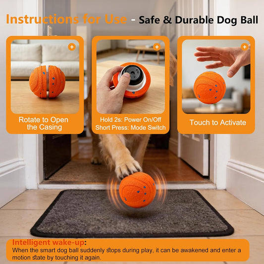Pelota automática interactiva para perros, juguete de movimiento au...