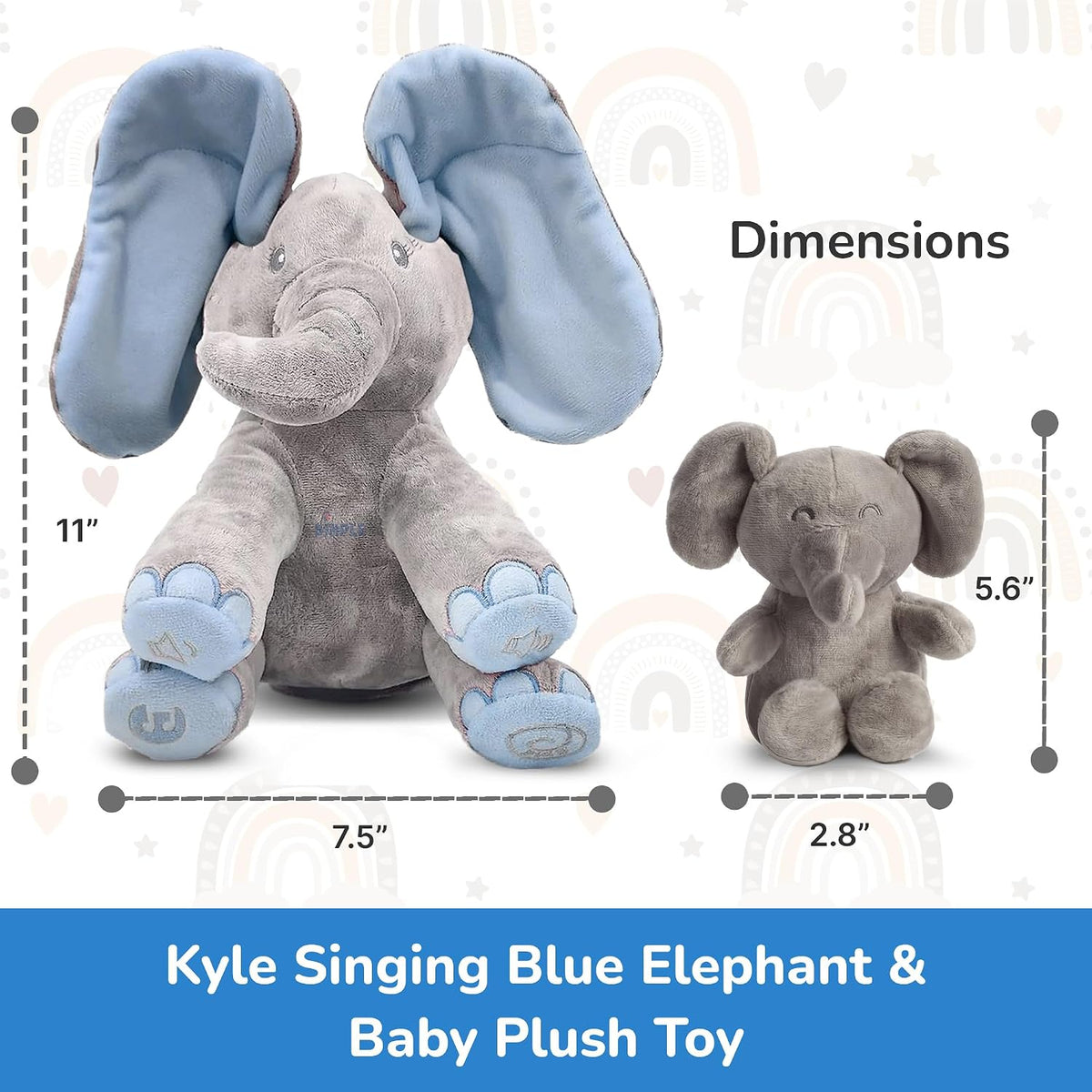 Dimple Conjunto, Kyle cantando elefante azul, juguete de peluche pa...
