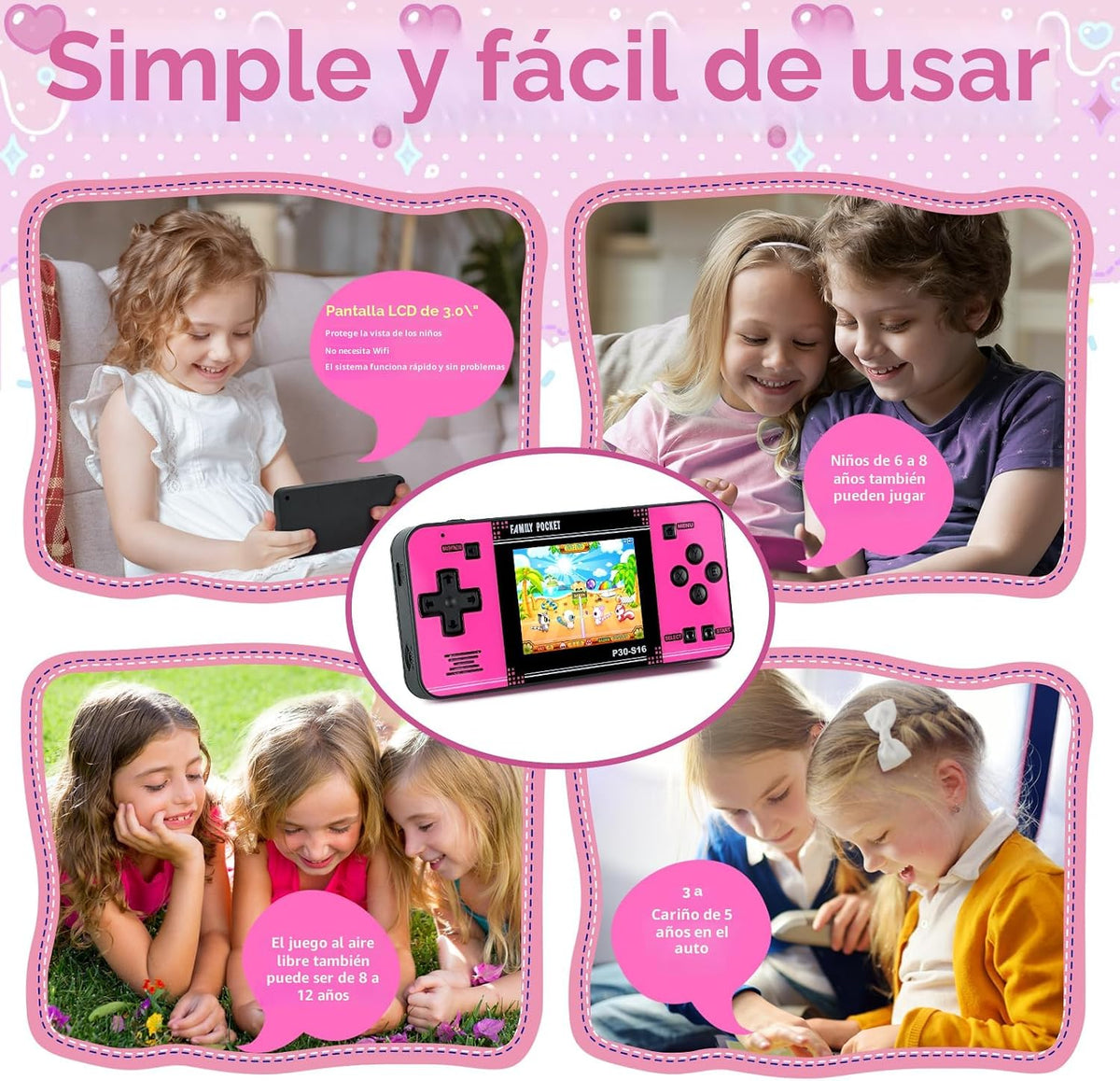 Juego de mano para niños, 220 videojuegos retro precargados, reprod...