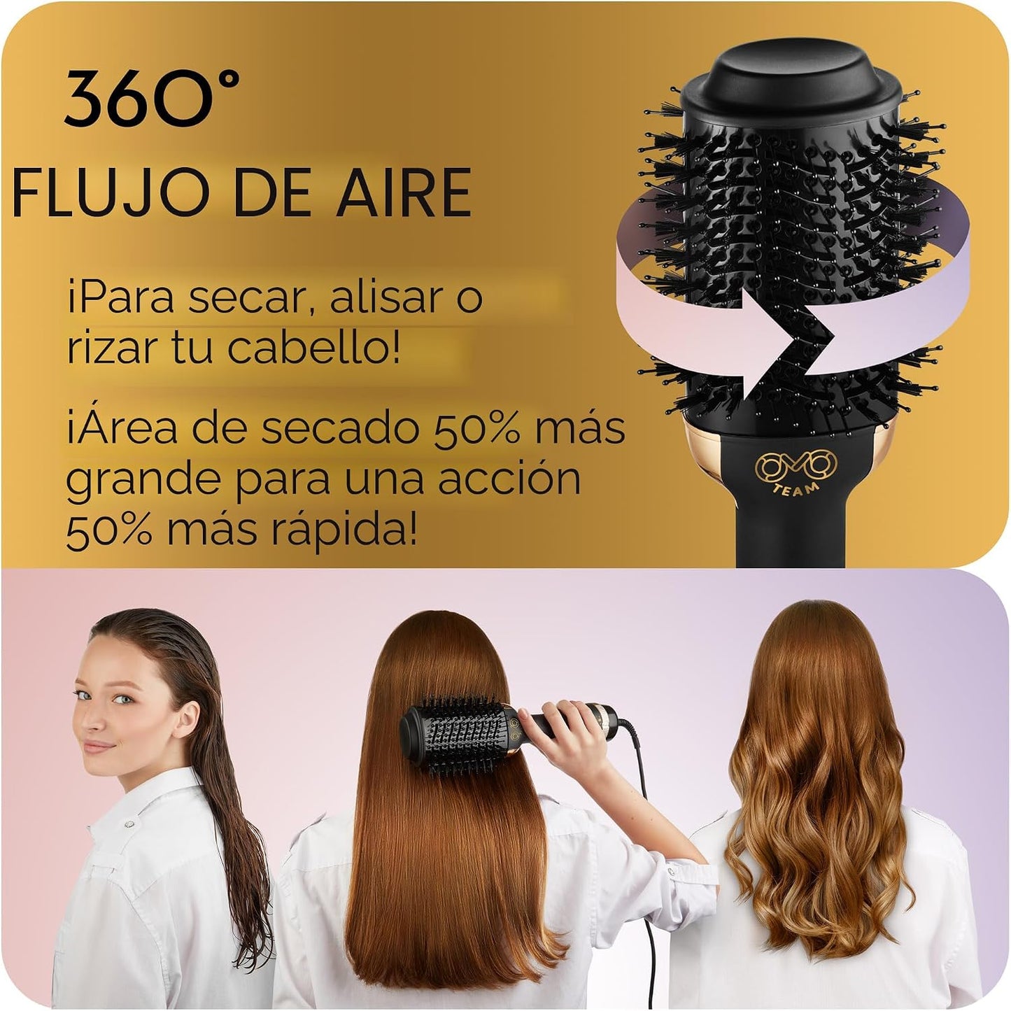 Secador de pelo profesional con cepillo voluminizador, secador de p...