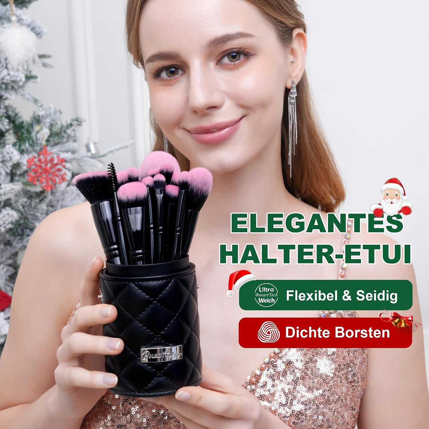 Bueart Design Juego de 18 brochas de maquillaje Pro Deluxe, color r...