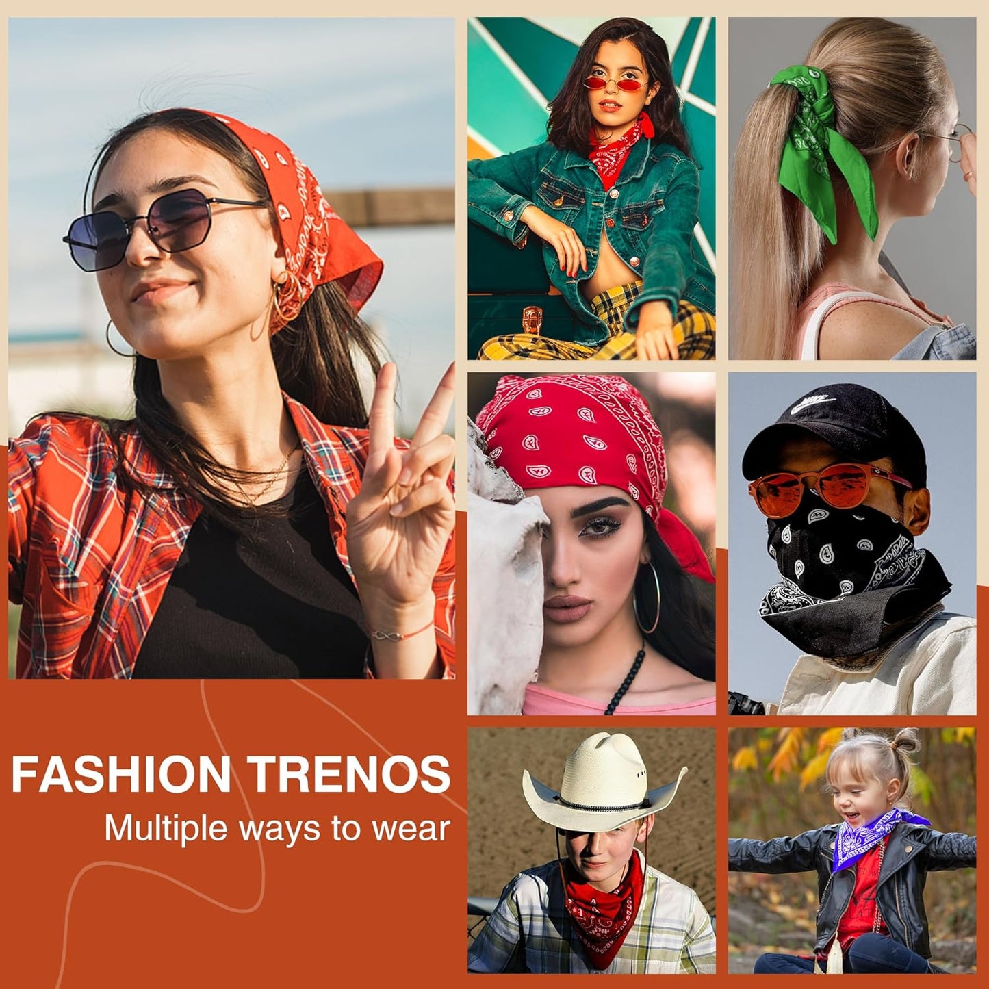 Raylarnia Bandanas grandes 100% algodón para hombres y mujeres, ban...