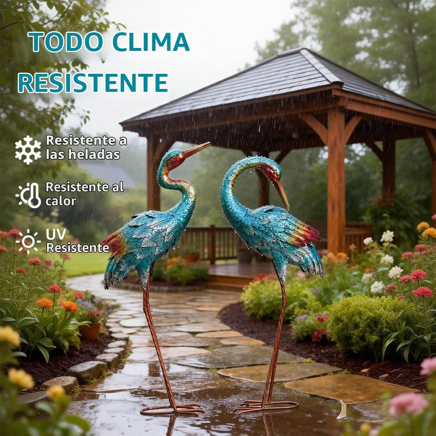 Natelf Estatuas de grúa para decoración de jardín, esculturas de ga...