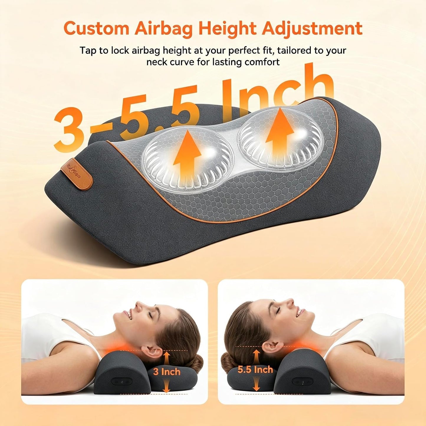 Almohada masajeadora de cuello inalámbrica 3 en 1 con calor, vibrac...